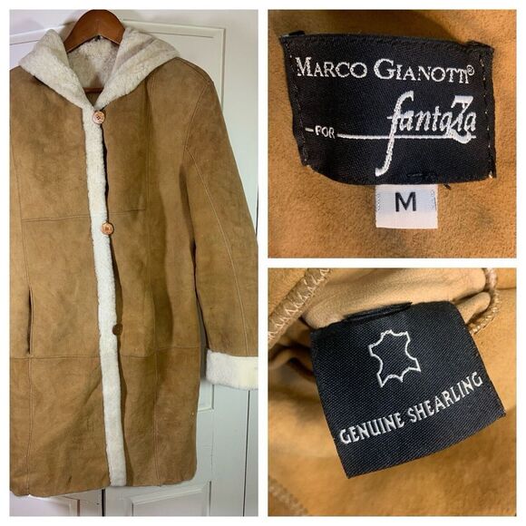 Marco Gianotti Fantazia Genuine Shearling Coat Authentic Sheepskin Jacket Medium - Picture 1 of 15
